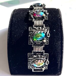 Vintage Park Lane Victorian Revival Multi-Color Book Chain Bracelet 7.5”